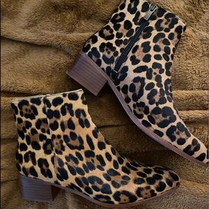 J Crew Calf Hair Leopard Ankle Booties Size 9